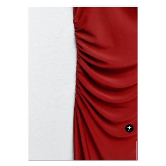 ZARA Burnt Orange Short Sleeve Ruched Bodycon Midi Cocktail Dress Small NWT - Picture 8 of 9